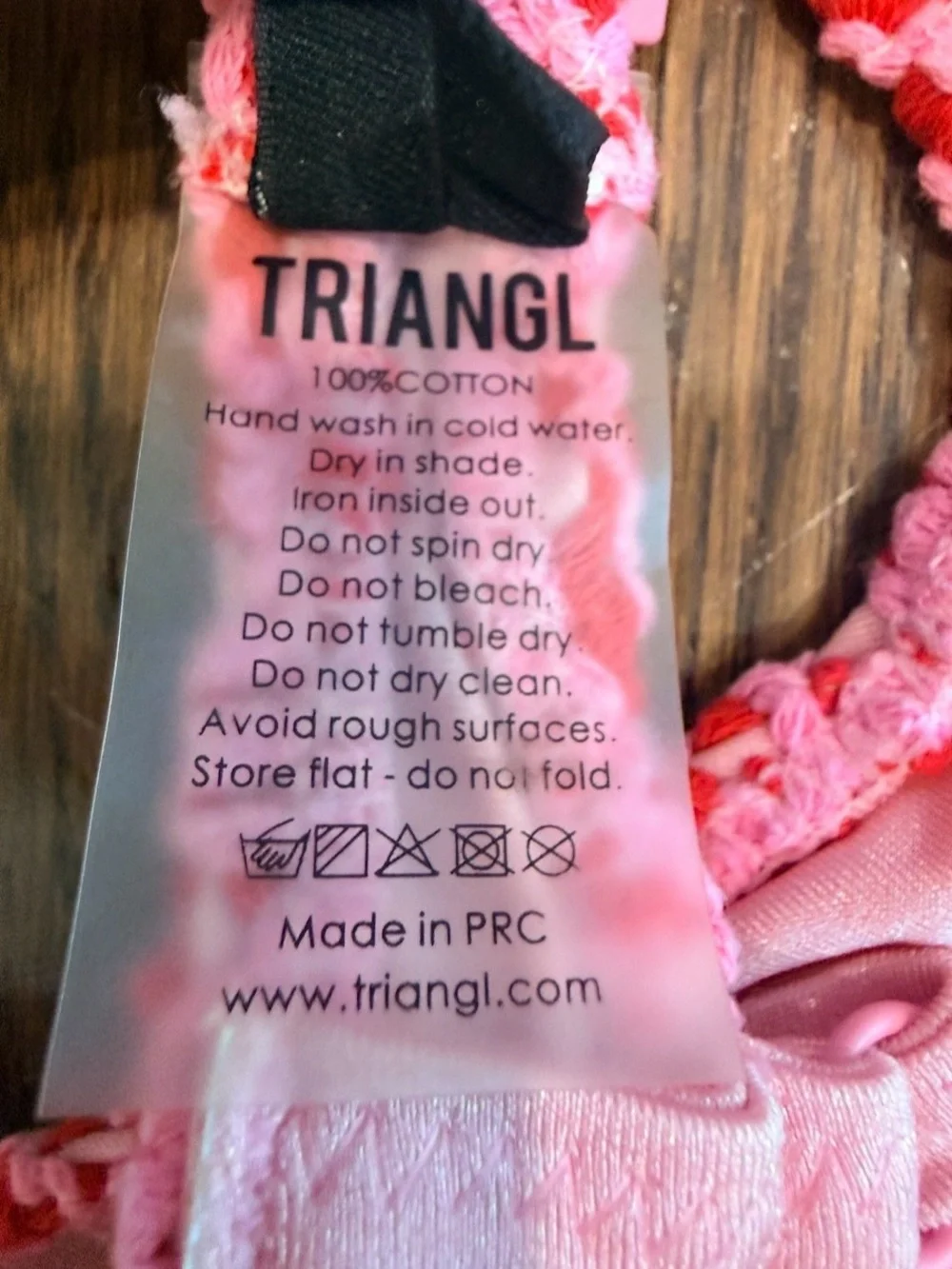 TRIANGL Pink Crochet Bikini Set – Small Top & Medium Bottom – Y2K Swimwear